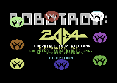 Robotron 2084 title screen for Commodore 64